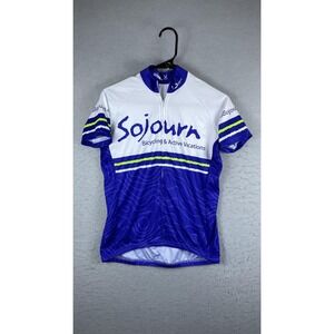 VOmax Sojourn Cycling Jersey Womens Medium Full Zip Short Sleeve Blue Bike Shirt